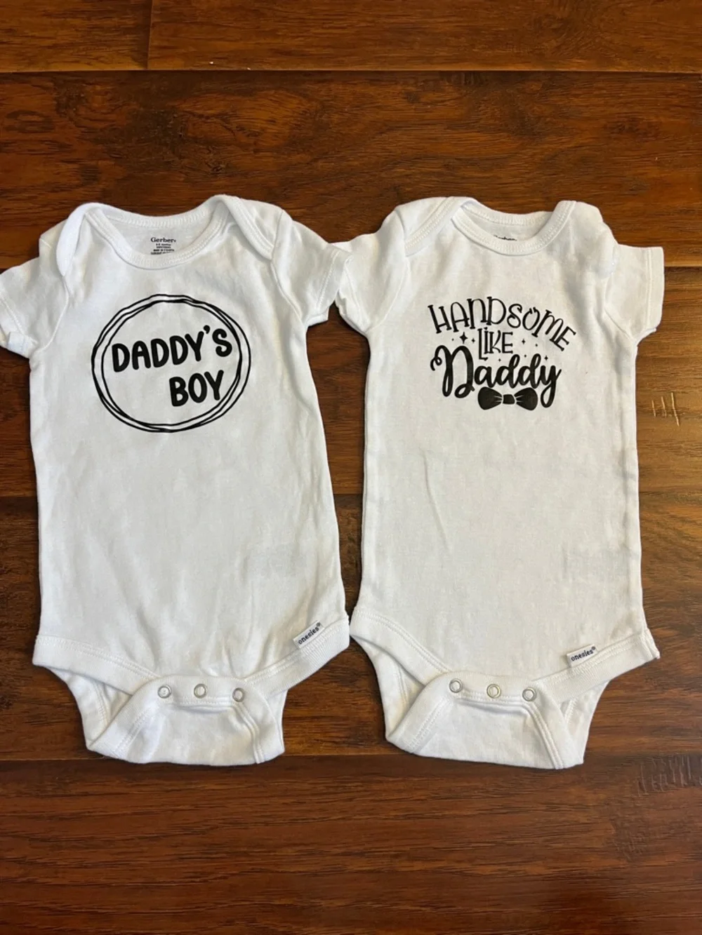 ⭐️⭐️ PICK 5 / $20 Gerber White Baby One-Piece Bodysuits Dad-Themed Prints 6-9M